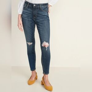 Old Navy Size 0 Petite High Rise Rockstar Distressed Super Skinny Blue‎ Jeans